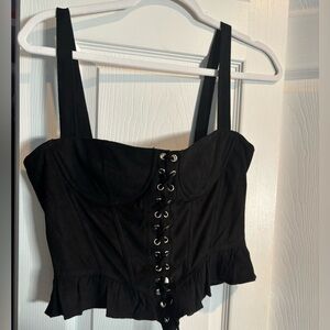 Lioness Black Lace-Up Crop Top